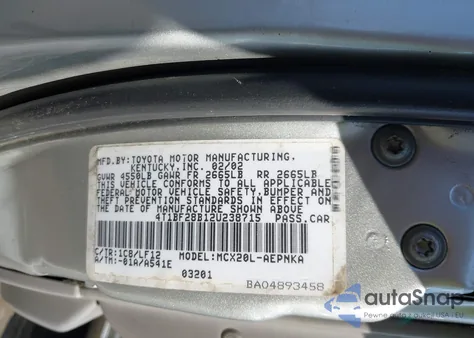 2002 Toyota Avalon Xl/Xls z USA, uszkodzony, nr VIN 4T1BF28B12U238715